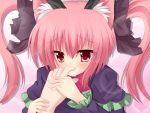  animal_ears cat_ears face finger_suck kaenbyou_rin kuromari_(runia) pink_hair red_eyes touhou twintails 