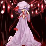  abe_kanari bad_proportions bat_wings blue_hair child dress open_clothes pajamas red_eyes remilia_scarlet rubbing_eyes solo stuffed_animal stuffed_toy touhou wings 