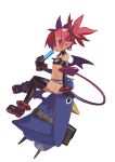  bracelets demon_girl demon_tail disgaea earrings elbow_gloves etna food gloves harada_takehito highres ice_cream jewelry long_hair nippon_ichi official_art pointy_ears prinny red_eyes red_hair redhead sitting sitting_on_person skirt tail thigh_highs thighhighs tongue twintails wings 