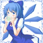  blush cirno frog frozen heart muumuu_(airiness12) snowflakes touhou 