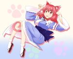  animal_ears breasts cat_ears cat_tail chamayy clog_sandals dress ghost japanese_clothes kemonomimi_mode large_breasts lying no_hat no_headwear on_back open_mouth pink_eyes pink_hair saigyouji_yuyuko short_hair solo tail touhou 