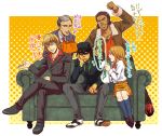  4boys alexander_lloyds antonio_lopez babibubebo barnaby_brooks_jr blonde_hair brown_hair fedora formal grey_hair hat kaburagi_t_kotetsu karina_lyle mask multiple_boys school_uniform suit tiger_&amp;_bunny translated translation_request 