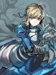  1girl armored_dress blonde_hair blue_eyes conjaku dress fate/stay_night fate/zero fate_(series) faulds gauntlets saber 
