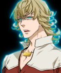  bad_id barnaby_brooks_jr blonde_hair blue_eyes glasses glowing glowing_eyes jacket jewelry kagari-rdj male necklace red_jacket solo tiger_&amp;_bunny you_gonna_get_raped 