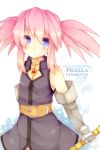  belt blue_eyes character_name elbow_gloves gloves long_hair payot pink_hair presea_combatir solo suzuna951031 tales_of_(series) tales_of_symphonia title_drop twintails 