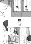  comic curtains danshi_koukousei_no_nichijou habara_(danshi_koukousei) karasawa_toshiyuki maiko_(setllon) monochrome translation_request 