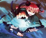  animal_ears braid cat_ears cat_tail dutch_angle extra_ears face fang fingernails foreshortening hands kaenbyou_rin mary_janes nakatani open_mouth outstretched_arm red_eyes red_hair redhead shoes slit_pupils smile smoke solo squatting tail touhou twin_braids twintails 