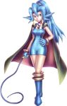  1girl blue_eyes blue_hair boots breasts cape earrings gloves gym_leader ibuki_(pokemon) jewelry knee_boots long_hair pokemon pokemon_(game) pokemon_gsc pokemon_hgss ponytail shoulder_pads simple_background solo whip 