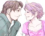  1girl brown_hair closed_eyes disney eyes_closed flynn_rider grin kanaharu_0401 profile rapunzel_(disney) short_hair smile spoilers tangled 