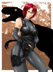  artist_request breasts capcom cleavage detached_sleeves dino_crisis dinosaur glasses gloves gun holster judge_martin large_breasts pistol racking_slide red_hair regina shooting_glasses short_hair skin_tight source_request thigh_holster trigger_discipline weapon 