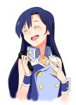  bare_shoulders blue_hair blush bust closed_eyes cross eyes_closed gulim hand_on_own_chest idolmaster jewelry kisaragi_chihaya long_hair microphone necklace open_mouth sleeveless smile solo tears wrist_cuffs 