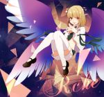  beatmania_iidx blonde_hair mary_janes midriff multiple_wings rche_(beatmania) red_eyes shoes short_hair star tetsuko_(pixiv) thigh-highs thighhighs trap wings 