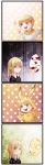  1boy 1girl absurdres ahoge blonde_hair blood comic fate/stay_night fate/zero fate_(series) fcsz3d1a flower formal gilgamesh green_eyes highres long_image pant_suit pikachu_costume pokemon red_eyes saber short_hair sparkle suit tall_image 