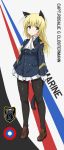  blonde_hair blue_eyes commentary_request mole ogitsune_(ankakecya-han) panthose pantyhose skirt strike_witches strike_witches_1991 tail uniform 