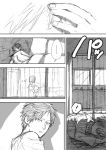  bed comic curtains danshi_koukousei_no_nichijou habara_(danshi_koukousei) karasawa_toshiyuki maiko_(setllon) monochrome pillow translation_request 