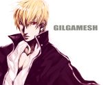  blonde_hair character_name fate/stay_night fate/zero fate_(series) gilgamesh joejoejoe male open_clothes red_eyes solo texture 