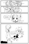  apologizing book cirno comic english frog hands_on_own_face hat hat_removed headwear_removed holding holding_hat ice_wings kneeling long_hair magic monochrome moriya_suwako multiple_girls short_hair sixten tears touhou wings 