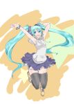  aqua_hair armpits arms_up blue_eyes bracelet hatsune_miku headphones headset highres jewelry long_hair mokupate open_mouth skirt solo thigh-highs thighhighs twintails very_long_hair vocaloid 
