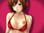  asami_(undoundo) bra cleavage headphones meiko underwear vocaloid 