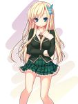  blonde_hair blue_eyes boku_wa_tomodachi_ga_sukunai butterfly butterfly_hair_ornament hair_ornament highres kashiwazaki_sena long_hair ochinsama school_uniform smile solo 