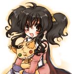  anise_tatlin black_hair brown_eyes cape cruithne detached_sleeves doll long_hair lowres payot smile tales_of_(series) tales_of_the_abyss tokunaga twintails 