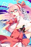  artist_request breasts dress earrings frills glasses gloves hairband jewelry large_breasts long_hair lowres magical_girl maron open_mouth pink_hair ponytail ribbon skirt solo star sword_girls 