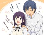  chef hatahata long_hair purple_eyes purple_hair pushing short_hair souma_hiroomi translation_request violet_eyes waitress working!! yamada_aoi 