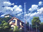  fo~do house no_humans original power_lines road_sign scenery sign sky telephone_pole tree 