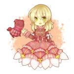  &gt;_&lt; 1girl blonde_hair bolero bow creature dress elise_lutas elise_lutus frills green_eyes jewelry pendant ribbon short_hair smile suzuna951031 tales_of_(series) tales_of_xillia tippo 