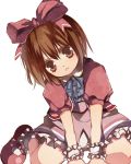  a_(pivot-nitidokui) alternate_costume bad_id bloomers brown_eyes brown_hair colored_eyelashes crossdressinging frown karol_capel male mary_janes shoes sitting solo tales_of_(series) tales_of_vesperia trap wariza wrist_cuffs 