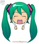  blush_stickers closed_eyes eyes_closed graphitebite green_hair hair_ornament hatsune_miku head_only long_hair spring_onion twintails vocaloid watermark 