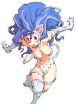  animal_ears armpit big_hair blue_hair breasts capcom cat_ears cat_tail claws cleavage darkstalkers felicia fur long_hair oono_tsutomu open_mouth pink_eyes solo tail vampire_(game) 