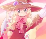  bad_id beryl_benito blonde_hair bow green_eyes hat long_hair m_(wwwwwaa) paintbrush pink_background ribbon smile solo tales_of_(series) tales_of_hearts witch_hat 