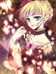  blonde_hair blue_eyes bow breasts choker dress face flower hair_flower hair_ornament lipstick rose umineko_no_naku_koro_ni yuh 