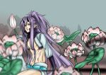  b.m. demon flower horns jacket kamui_gakupo long_hair male pointy_ears ponytail purple_hair solo very_long_hair vocaloid 