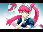  1girl latias maid personification pokemon pokemon_(creature) pokemon_special red_hair redhead smile yellow_eyes 