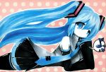  blue_eyes blue_hair detached_sleeves hatsune_miku musical_note solo thighhighs traditional_media twintails vocaloid x-13-x 