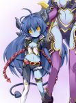  asmodeus asmodeus_(shinrabanshou) astaroth astaroth_(shinrabanshou) asymmetrical_clothes black_sclera blue_skin chain chains chibi demon_girl horns loli mother_and_daughter plus9 shinrabansho shinrabanshou tail thigh-highs thighhighs torn_clothes yellow_eyes 