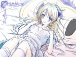  blonde_hair blue_eyes blush genderswap kuma_(persona_4) lying on_back persona persona_4 pillow smile trap yukidarumatan 