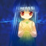  blue_hair dress furude_rika higurashi_no_naku_koro_ni long_hair okayu_(crosspoint) orb red_eyes sundress 