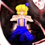  alice_margatroid alice_margatroid_(pc-98) blonde_hair eyelashes fingernails hands nails ribbon short_hair short_sleeves skirt skull solo suspenders touhou touhou_(pc-98) umarutsufuri yellow_eyes 