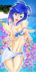  bikini blue_eyes blue_hair drill_hair fish highres ponytail swimsuit umi_monogatari warin 