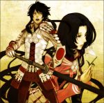  azai_nagamasa black_eyes black_hair flower kiri_(0925kiri) kiri_(pixiv410170) oichi samurai sengoku_basara sword weapon 