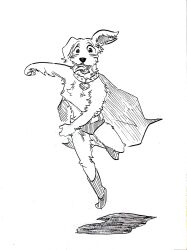  1boy animal_ears cape collar dc_comics dog_boy dog_ears fangs furrification furry furry_male highres itagaki_paru krypto_the_superdog looking_at_viewer male_focus open_mouth superman_(2025) superman_(series) tongue tongue_out 