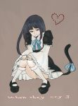  blue_hair cat_tail dress empty_eyes frederica_bernkastel frills heart kneehighs long_hair ozoneberry panchira_sit panties pantyshot pantyshot_sitting purple_eyes ribbon sitting smile socks solo tail umineko_no_naku_koro_ni underwear violet_eyes 