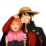  breasts hat large_breasts male monkey_d_luffy nami one_piece one_piece:_strong_world orange_hair rinkufuri scar short_hair straw_hat tattoo 