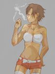  belt breasts brown_hair cigarette collar meiko satou_usuzuku short_hair shorts smoke smoking solo thigh-highs thighhighs vocaloid 