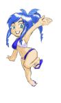 blue_eyes blue_hair chibi drill_hair no_(50401234567) ponytail swimsuit umi_monogatari warin 