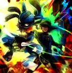  explosion gen_(pokemon) hat jacket lucario male motion_blur pokemon red_eyes toriko toriko_(artist) 