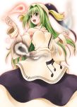  detached_sleeves dress fechirin green_eyes green_hair hat highres layla_prismriver long_hair musical_note solo touhou 